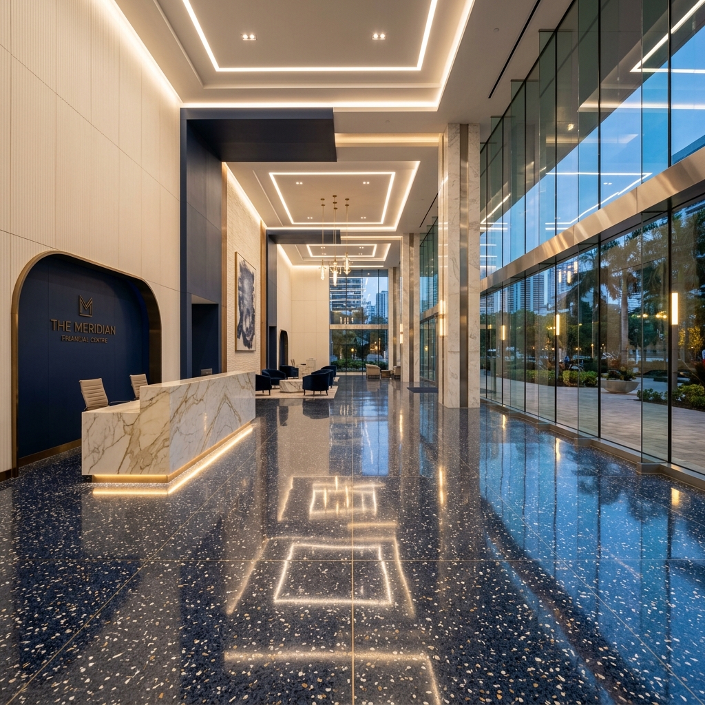 Professional lobby floor restored by Livane Renovation Group